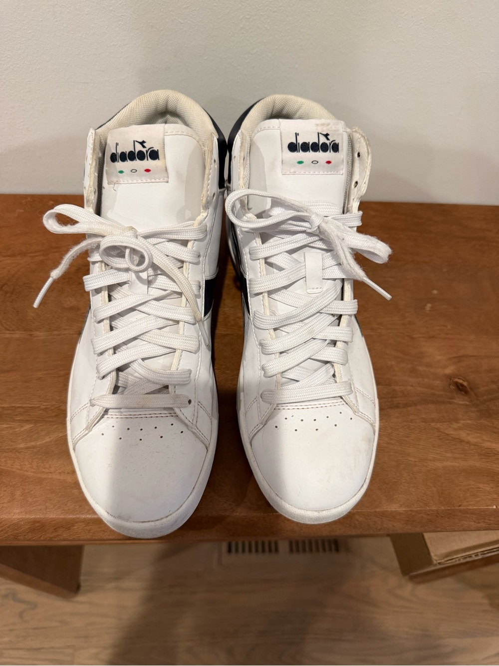 Diadora White and Black Men's High-Top Sneakers